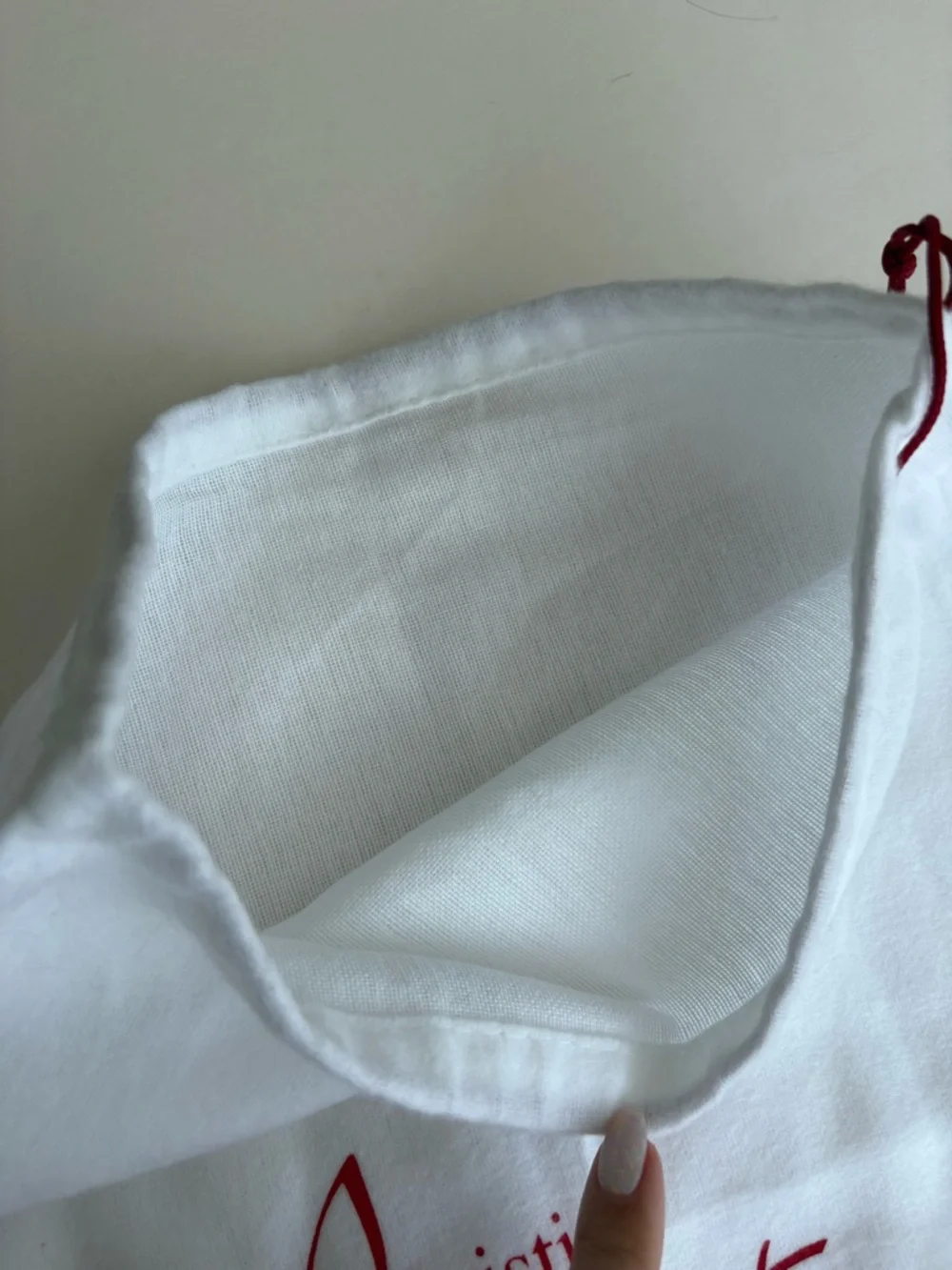 Christian Louboutin White Dust Bag with Red Logo